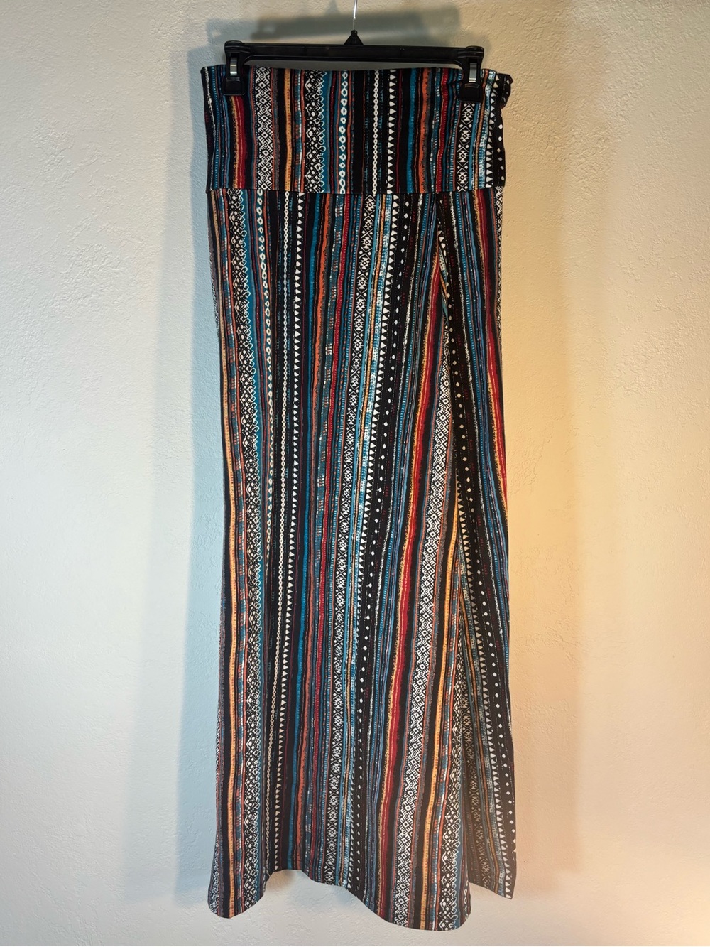 Urban Coco Long Maxi Skirt with Multicolor Stripes - Size Medium